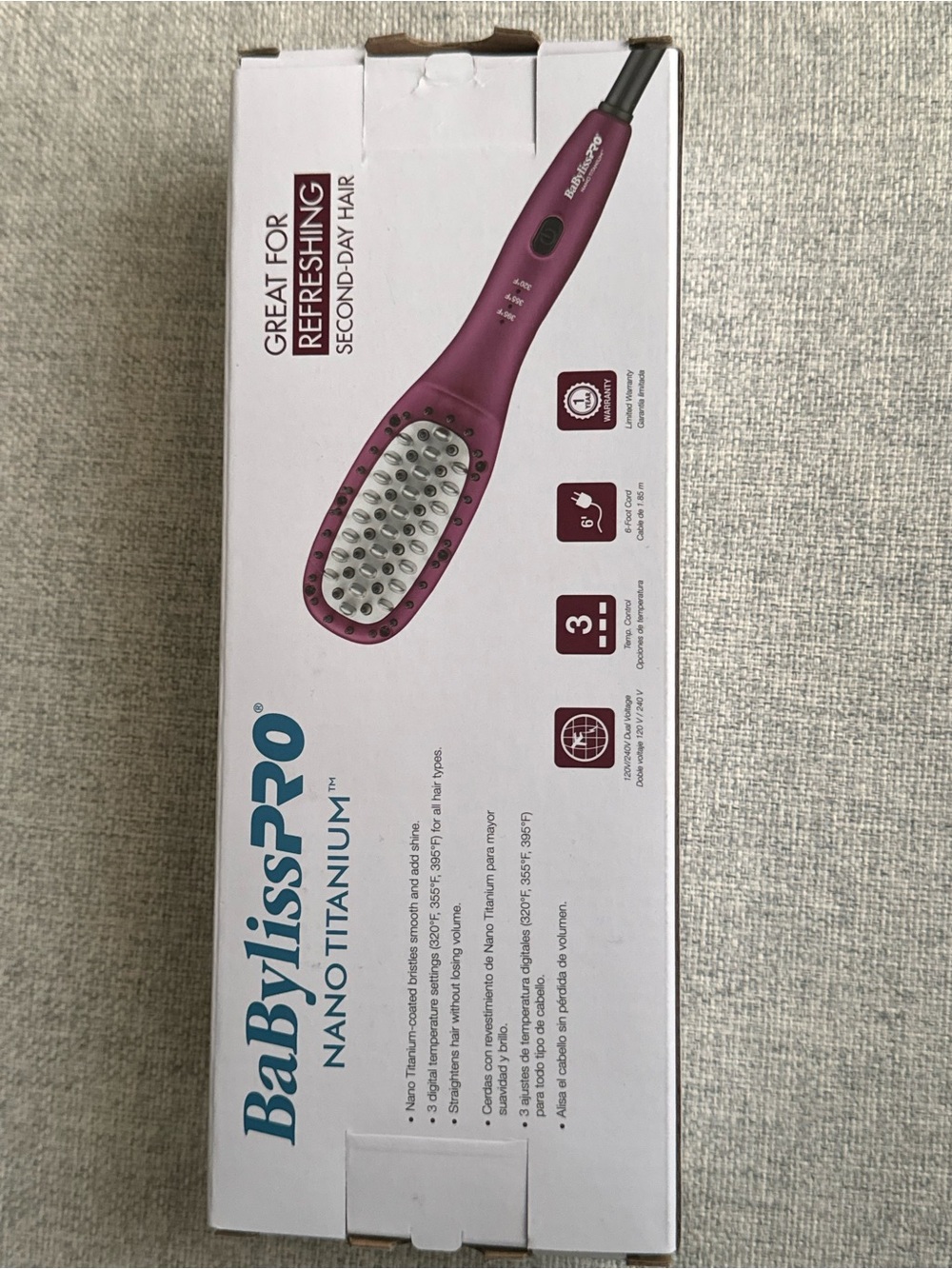 BaBylissPRO Nano Titanium Purple Hair Straightening Brush
